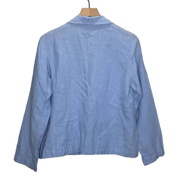 Eileen Fisher Blazer 100% Linen Blue Size Medium - Picture 2 of 7